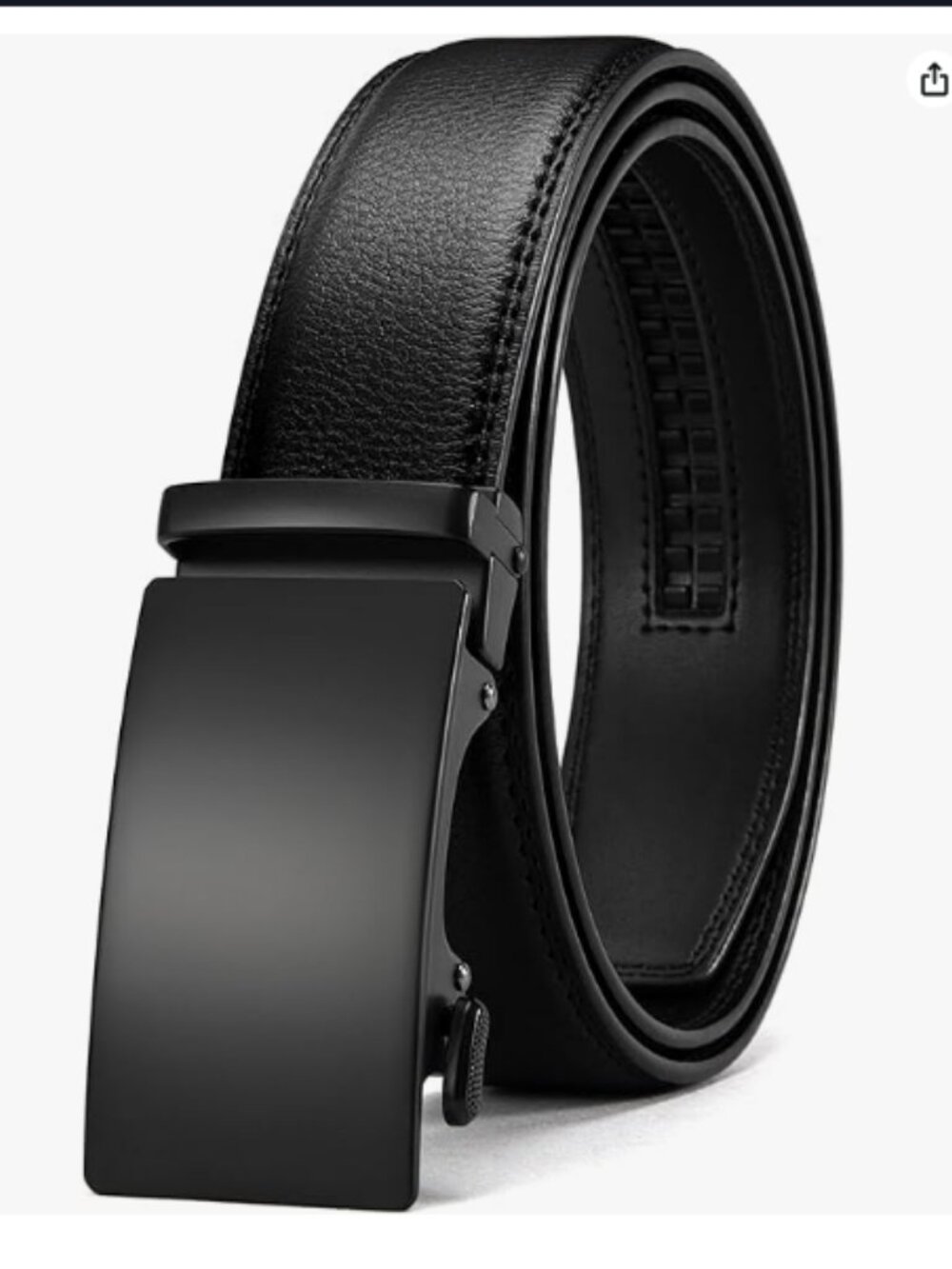 Men's Leather Ratchet Belt Micro Adjustable Dress Belt 1 3/8"